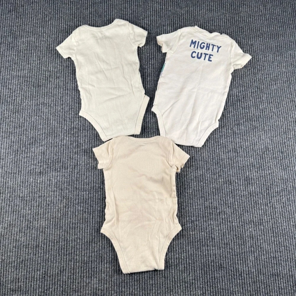 Carters Baby Bodysuit Lot 3 Dinosaur Sunshine Hello Friend 6M 9M Beige‎ 478 Tan